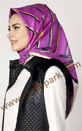 102-0007-03 U.S POLO ASSN EŞARP FUŞYA LACİVERT