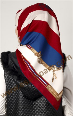 102-0018-09 U.S POLO ASSN EŞARP KIRMIZI KREM