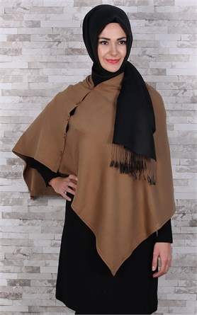 513-0001-07 DÜĞMELİ PANÇO CAMEL