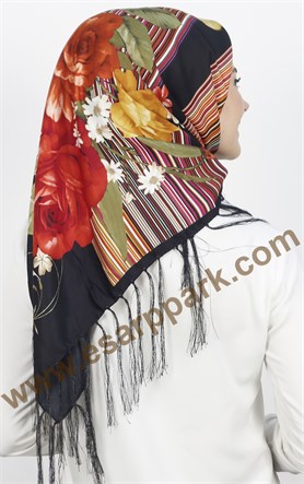 111-0022-10 PİRAMİT PÜSKÜLLÜ EŞARP