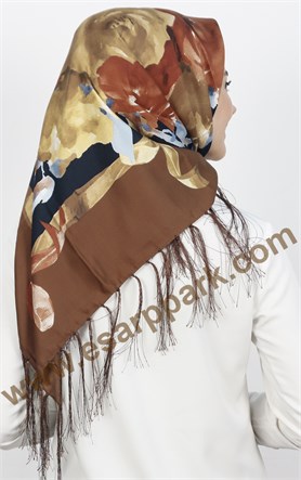 111-0006-05 PİRAMİT PÜSKÜLLÜ EŞARP VİZON