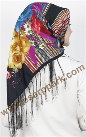 111-0011-16 PİRAMİT PÜSKÜLLÜ EŞARP