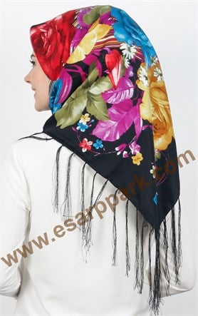 111-0011-16 PİRAMİT PÜSKÜLLÜ EŞARP