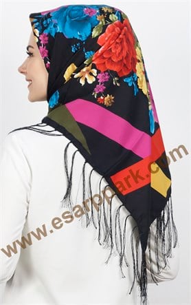 111-0013-35  PİRAMİT PÜSKÜLLÜ EŞARP