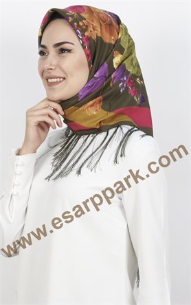 111-0013-41  PİRAMİT PÜSKÜLLÜ EŞARP