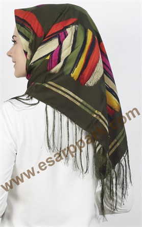 111-0015-01 PİRAMİT PÜSKÜLLÜ EŞARP