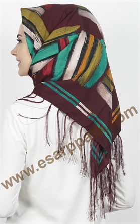 111-0015-09 PİRAMİT PÜSKÜLLÜ EŞARP