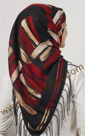 111-0016-06 PİRAMİT PÜSKÜLLÜ EŞARP