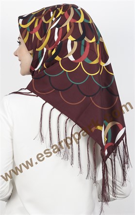 111-0022-07 PİRAMİT PÜSKÜLLÜ EŞARP