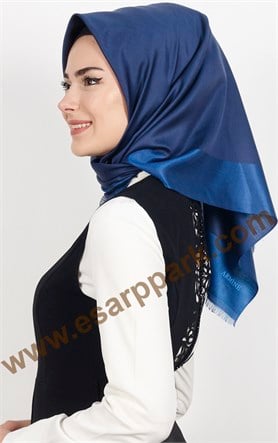 1240-02 ARMİNE İPEK ŞAL EŞARP LACİVERT