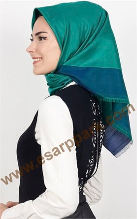 1240-03 ARMİNE İPEK ŞAL EŞARP YEŞİL
