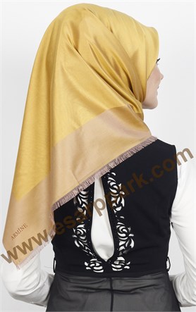 1240-04 ARMİNE İPEK ŞAL EŞARP GOLD