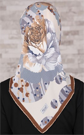 Piramit Krep Eşarp 116-0001-06 Kahve-Gri