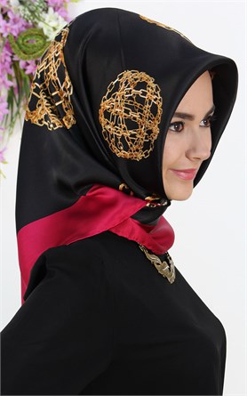 5740-22 ARMİNE İPEK FUŞYA SİYAH