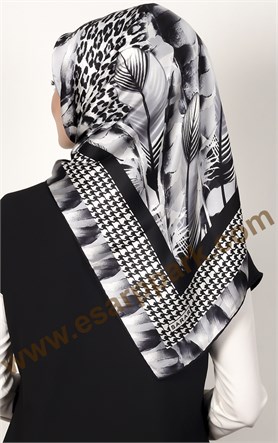 1454-1 SARAR İPEK SİYAH GRİ