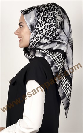 1454-1 SARAR İPEK SİYAH GRİ
