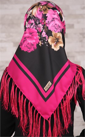 111-0008-01 PİRAMİT PÜSKÜLLÜ EŞARP FUŞYA