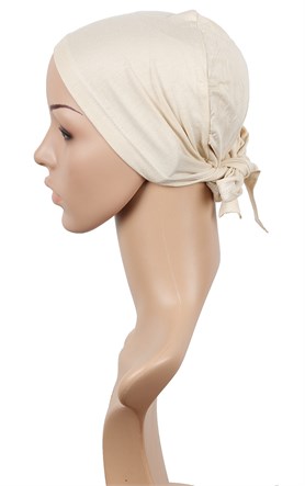 Likralı Bağlı Bone 2509-20  Ekru