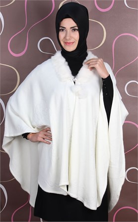 509-0002-02 YELEKLİ PELERİN BEYAZ