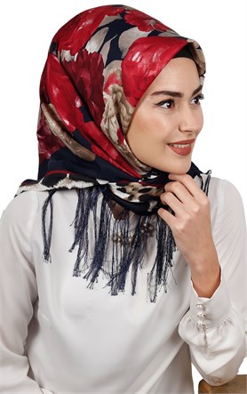 111-0013-38  PİRAMİT PÜSKÜLLÜ EŞARP