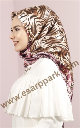 3635-14 ARMİNE İPEK LİLA KAHVE