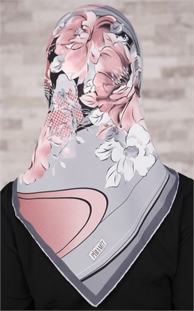 Piramit Krep Eşarp 116-0003-01 Gri