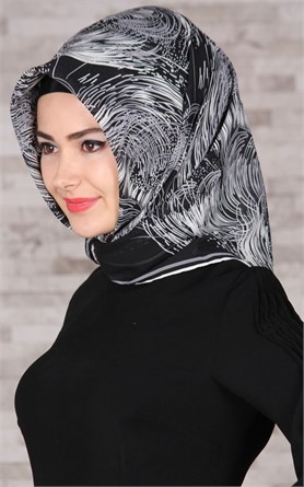 Piramit Krep Eşarp 116-0002-01 Siyah