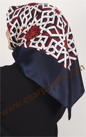 4534-30 ARMİNE İPEK LACİVERT KIRMIZI