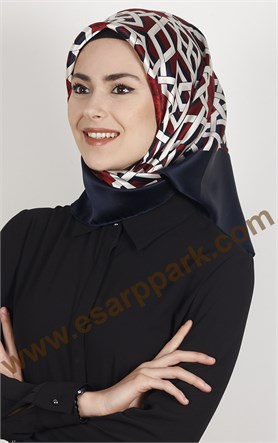 4534-30 ARMİNE İPEK LACİVERT KIRMIZI