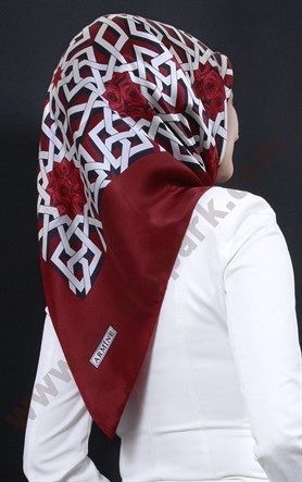 4534-39 ARMİNE İPEK KIRMIZI LACİVERT