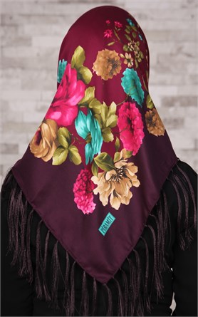 111-0011-07 PİRAMİT PÜSKÜLLÜ EŞARP MOR