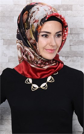 3865-25 ARMİNE İPEK KIRMIZI KAHVE