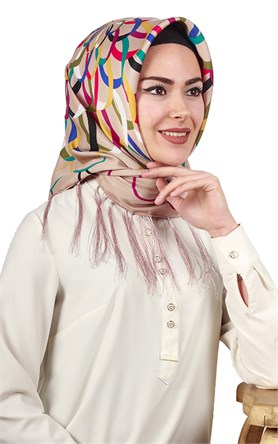 111-0021-02 PİRAMİT PÜSKÜLLÜ EŞARP