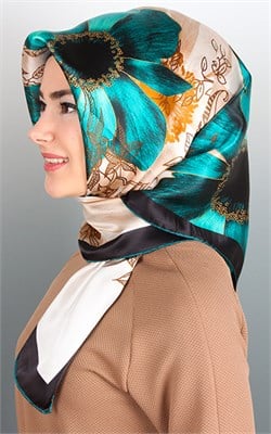 6442-06 ARMİNE İPEK EŞARP 2015 YAZ YEŞİL SİYAH