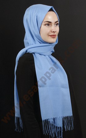 500-0001-04  ÇİFT YÖNLÜ İPEKSİ ŞAL AÇIK MAVİ