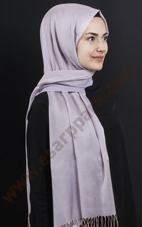 500-0001-14  ÇİFT YÖNLÜ İPEKSİ ŞAL LİLA VİZON