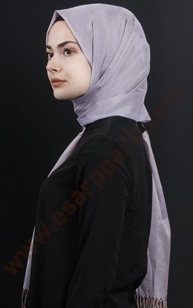 500-0001-14  ÇİFT YÖNLÜ İPEKSİ ŞAL LİLA VİZON
