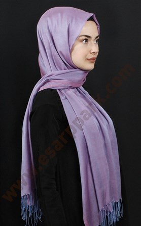 500-0001-15  ÇİFT YÖNLÜ İPEKSİ ŞAL LİLA MAVİ
