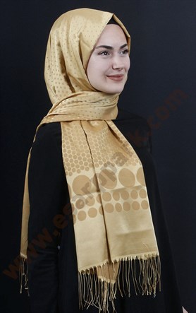 500-0002-07  ÇİFT YÖNLÜ İPEKSİ ŞAL GOLD