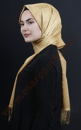 500-0002-07  ÇİFT YÖNLÜ İPEKSİ ŞAL GOLD