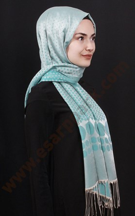500-0002-13  ÇİFT YÖNLÜ İPEKSİ ŞAL  AQUA