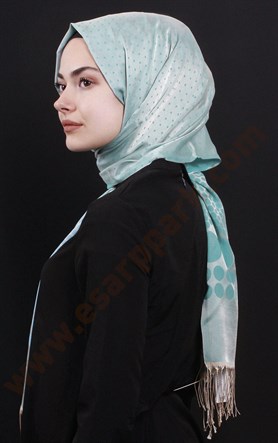 500-0002-13  ÇİFT YÖNLÜ İPEKSİ ŞAL  AQUA