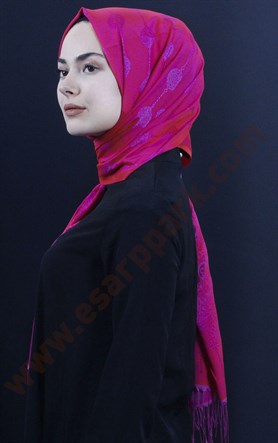 500-0003-07  ÇİFT YÖNLÜ İPEKSİ ŞAL FUŞYA