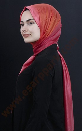 500-0010-05 ÇİFT YÖNLÜ İPEKSİ ŞAL PEMBE TURUNCU