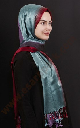 500-0010-12 ÇİFT YÖNLÜ İPEKSİ ŞAL BORDO MAVİ