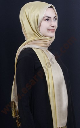 500-0010-17 ÇİFT YÖNLÜ İPEKSİ ŞAL SARI TURUNCU