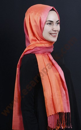 500-0010-21 ÇİFT YÖNLÜ İPEKSİ ŞAL TURUNCU