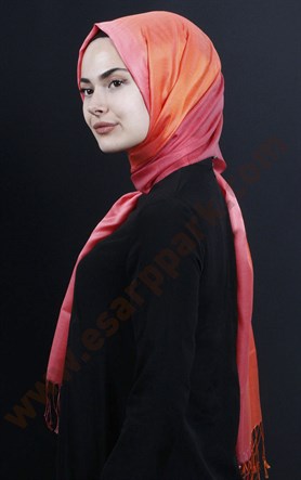 500-0010-21 ÇİFT YÖNLÜ İPEKSİ ŞAL TURUNCU