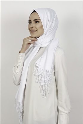 Kalın Paşmina Şal 520-0001-22 Beyaz