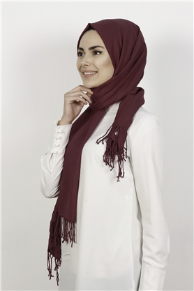 Kalın Paşmina Şal 520-0001-24 Vişne Çürüğü
